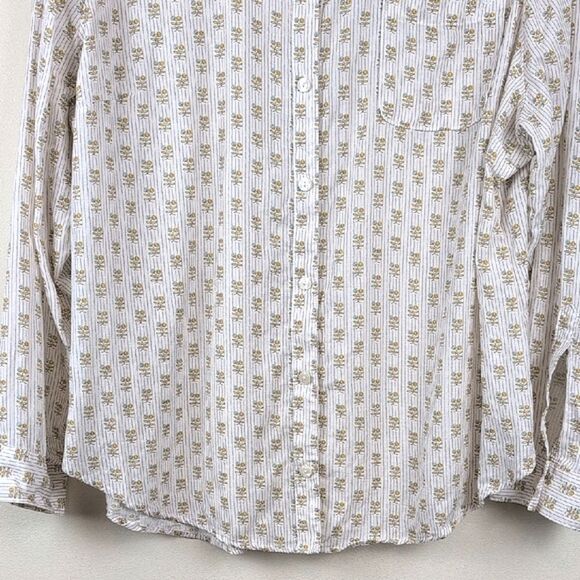 Spartina 449 Cream Button Down Shirt with a Happy Floral Pattern Size XL - Picture 7 of 13